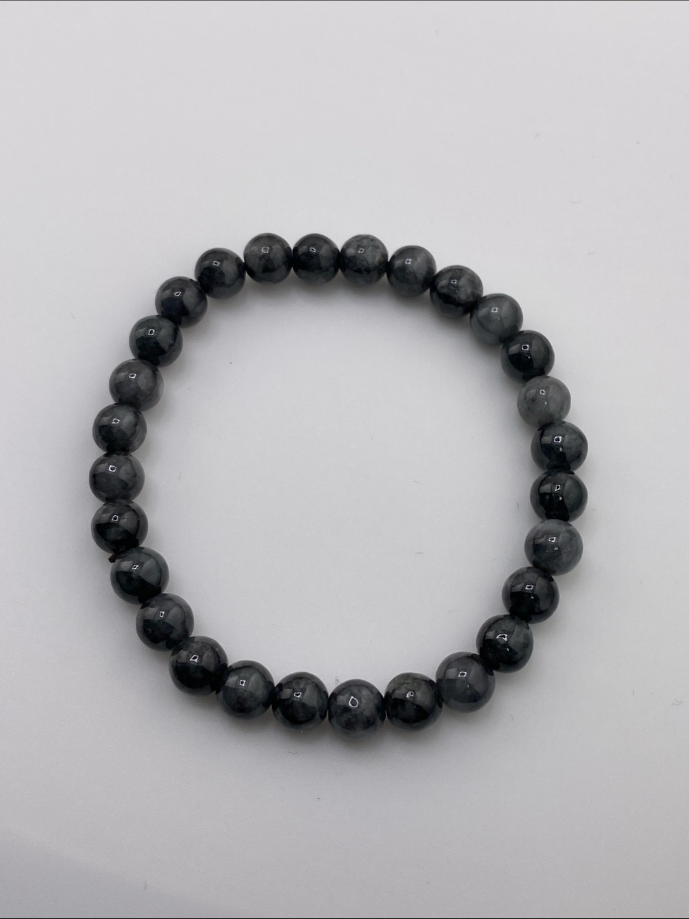 Men's Black Beaded Stretch Bracelet